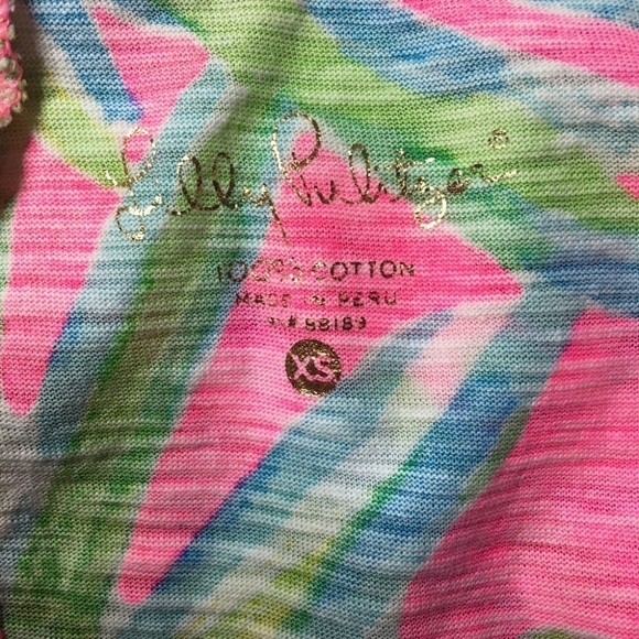 LILLY Pulitzer Dress Jessica Short Sleeve Tee Tiki Pink Royal Lime Bold Print - Picture 11 of 14